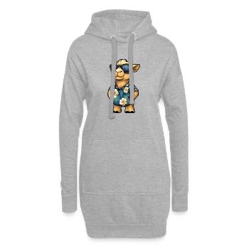 Kamel Comic Urlaub - Hoodie-Kleid - Grau meliert - Vorne