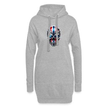 Couleurs du drapeau du Cyber Skull - Sweat-shirt à capuche long Femme - gris chiné - Devant