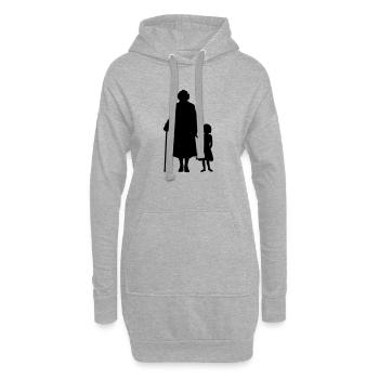 Grandparents Grandchild Silhouette Walking Family - Hoodie Dress - heather grey - Front