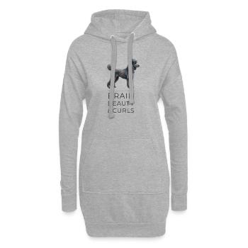 Poodle Low-Poly Art - Brain, beauty & curls - Hoodie-Kleid - Grau meliert - Vorne