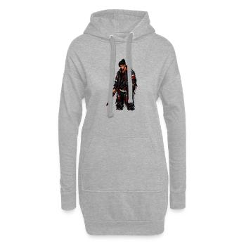 Dystopischer Krieger Zerfetzt Mantel - Hoodie-Kleid - Grau meliert - Vorne