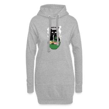 Smartphone chat de nuit Ramen - Sweat-shirt à capuche long Femme - gris chiné - Devant