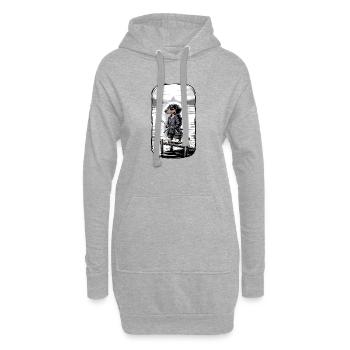 Dackel Samurai am See - Hoodie-Kleid - Grau meliert - Vorne