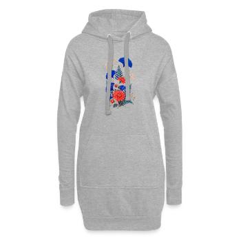Fleurs Bleues et Dahlias Sauvages - Sweat-shirt à capuche long Femme - gris chiné - Devant