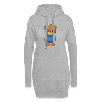 Kuschelbär im Blauem Hoodie - Hoodie-Kleid - Grau meliert - Vorne