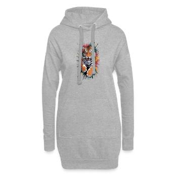 Majestätische Tiger Wildtierkunst - Hoodie-Kleid - Grau meliert - Vorne
