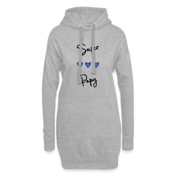 SUPER PAPY. PAPY. FÊTE DES PÈRES. BONNE FÊTE PAPY. - Sweat-shirt à capuche long Femme - gris chiné - Devant