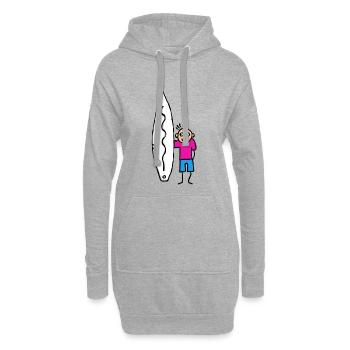 Surfeurs de surf avec planche - Sweat-shirt à capuche long Femme - gris chiné - Devant