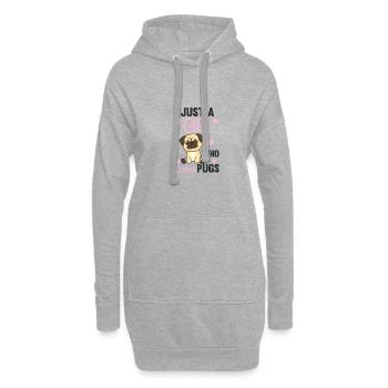 Une seule fille Les pugs adorent les bouffons - Sweat-shirt à capuche long Femme - gris chiné - Devant