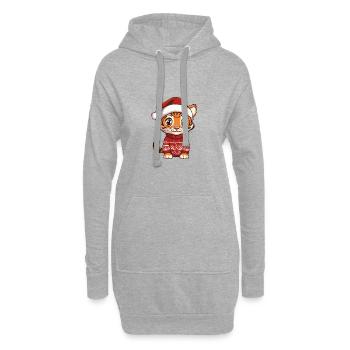 Bande dessinée de Noël Tigre - Sweat-shirt à capuche long Femme - gris chiné - Devant