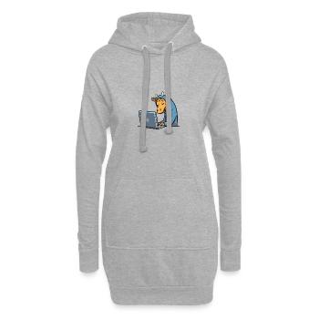 Niedliche Hacker Giraffe im Hoodie vorm PC - Hoodie-Kleid - Grau meliert - Vorne