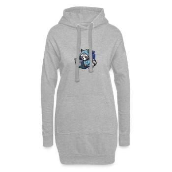 Niedlicher Hacker Waschbär im Hoodie vorm PC - Hoodie-Kleid - Grau meliert - Vorne