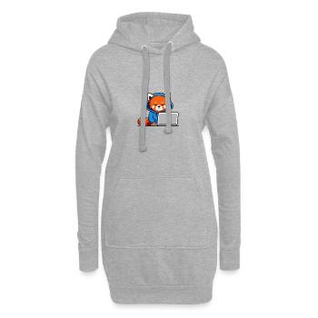 Niedlicher Hacker roter Panda im Hoodie vorm PC - Hoodie-Kleid - Grau meliert - Vorne