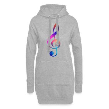 Clé de sol colorée - Sweat-shirt à capuche long Femme - gris chiné - Devant