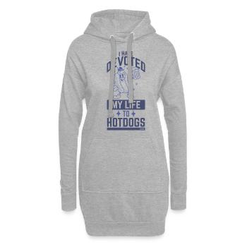 Hotdogs und Bier - Hoodie-Kleid - Grau meliert - Vorne