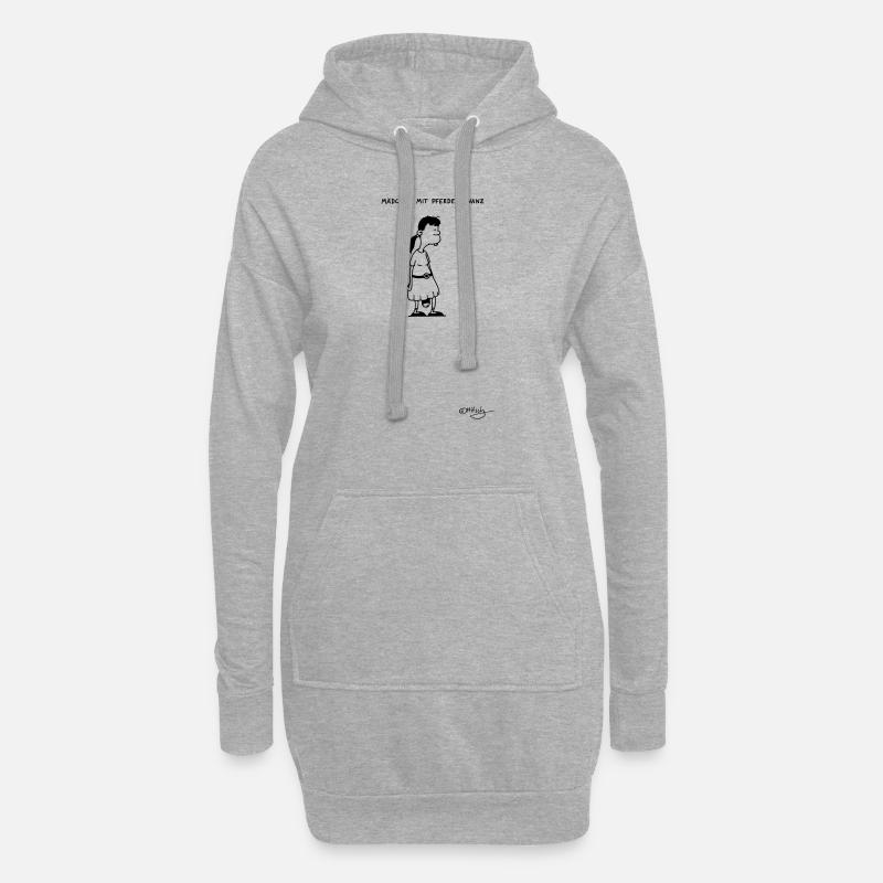 Mädchen mit Pferdeschwanz - Hoodie-Kleid - Grau meliert