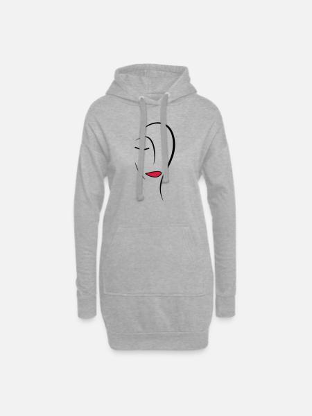 Strichzeichnungen Gesicht - Hoodie-Kleid - Grau meliert