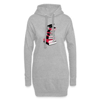 Bücherstapel mit Doktorhut - Hoodie-Kleid - Grau meliert - Vorne