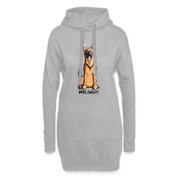 Drôle Malinois Chien - Sweat-shirt à capuche long Femme - gris chiné - Devant