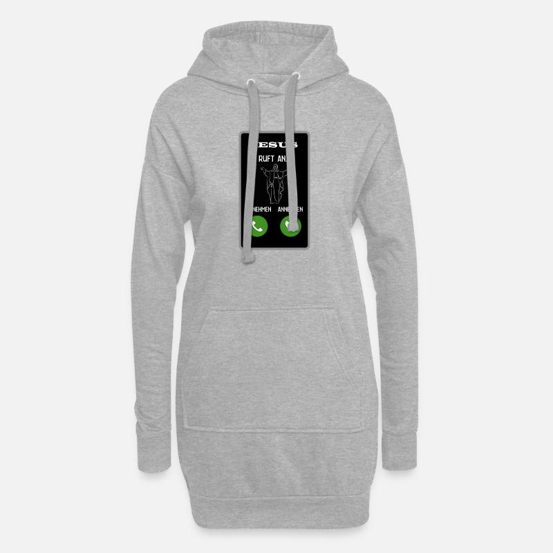 Jesus ruft an - Hoodie-Kleid - Grau meliert