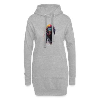 Multicolored Lion - Hoodie Dress - heather grey - Front