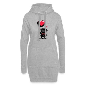 Carlin avec ballon cœur - Heartful Creatures - Sweat-shirt à capuche long Femme - gris chiné - Devant