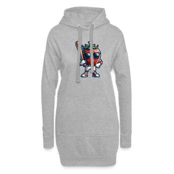 Erdbeer-Baseballspieler mit Schläger - Hoodie-Kleid - Grau meliert - Vorne