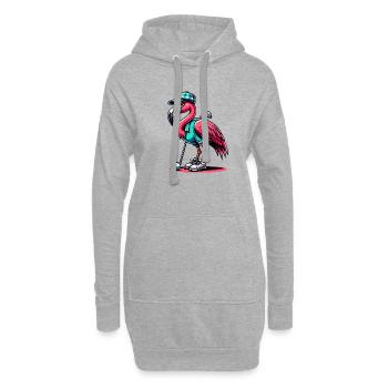 Cooler Flamingo Beim Golfspielen - Hoodie-Kleid - Grau meliert - Vorne