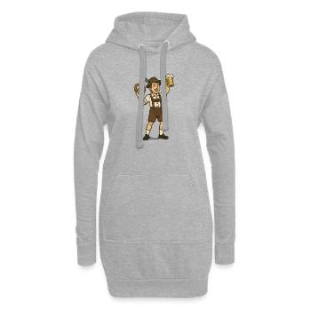 Junger Biertrinker in Lederhosen - Hoodie-Kleid - Grau meliert - Vorne