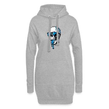Crâne avec lunettes de soleil et motif en forme de larme - Sweat-shirt à capuche long Femme - gris chiné - Devant