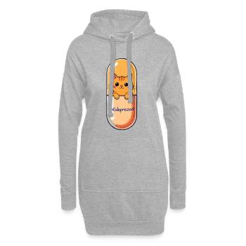 Capsule de chat mignon – Dessin animé pour booster l’humeur - Sweat-shirt à capuche long Femme - gris chiné - Devant