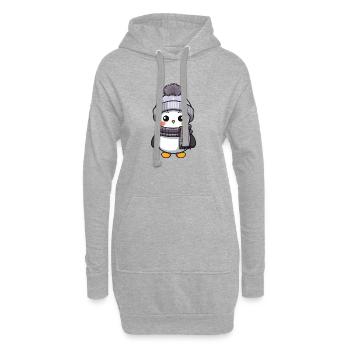 Pingouin Hiver Animal Bébé Bande Dessinée - Sweat-shirt à capuche long Femme - gris chiné - Devant