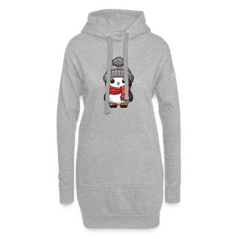 Pingouin Hiver Animal Bébé Bande Dessinée - Sweat-shirt à capuche long Femme - gris chiné - Devant