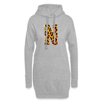 Neon-Leopardenmuster GelbOrange - Hoodie-Kleid - Grau meliert - Vorne