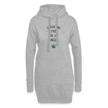 J'peux pas, j'ai de la weed  ! - Sweat-shirt à capuche long Femme - gris chiné - Devant