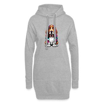 Chien Basset Hound coloré - Sweat-shirt à capuche long Femme - gris chiné - Devant