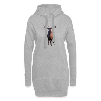 Röhrender Hirsch - Hoodie-Kleid - Grau meliert - Vorne