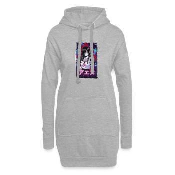 Écolière Cyberpunk Néon - Sweat-shirt à capuche long Femme - gris chiné - Devant