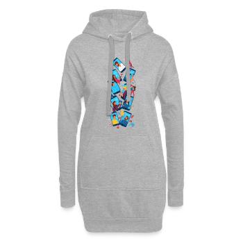 Digitale Verbindungen: Freundschaft via App - Hoodie-Kleid - Grau meliert - Vorne