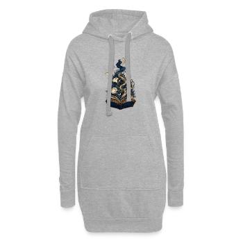 Buch der Sternennächte und Blumen - Hoodie-Kleid - Grau meliert - Vorne