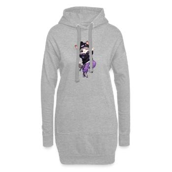 Cat Streetwear Lila Sterne - Hoodie-Kleid - Grau meliert - Vorne