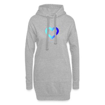 blaues Herz - Hoodie-Kleid - Grau meliert - Vorne