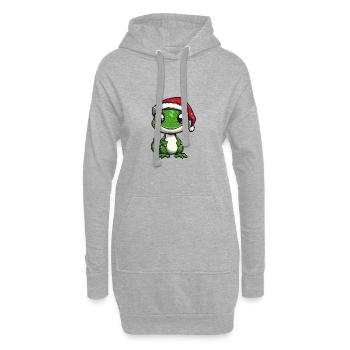 Lézard Noël Mignon - Sweat-shirt à capuche long Femme - gris chiné - Devant