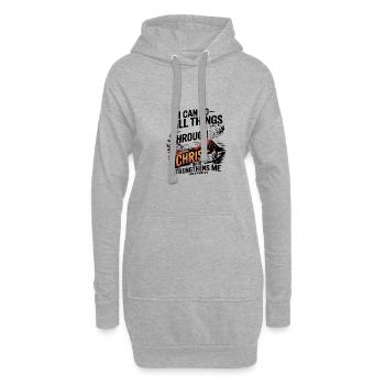 Christ me fortifie Philippiens 4:13 - Sweat-shirt à capuche long Femme - gris chiné - Devant