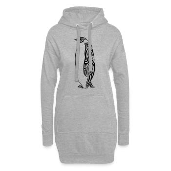 Tatouage tribal de pingouin - Sweat-shirt à capuche long Femme - gris chiné - Devant