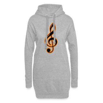 Clé de symbole de notes de musique - Sweat-shirt à capuche long Femme - gris chiné - Devant