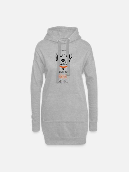 Hunde sind Engel mit Fell - Hoodie-Kleid - Grau meliert
