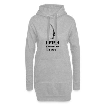 Minimaliste et épuré « Je pêche donc je suis » - Sweat-shirt à capuche long Femme - gris chiné - Devant
