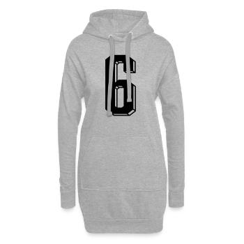 Nummer 6 - Zahl SECHS Trikot Nummer 6 Jahre - Hoodie-Kleid - Grau meliert - Vorne