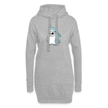 Chat en costume de requin - Sweat-shirt à capuche long Femme - gris chiné - Devant